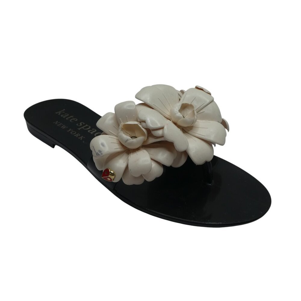 Kate Spade Jaylee PVC Flower Ladybug Open Toe Slide Thong Sandals Flats Womens 6